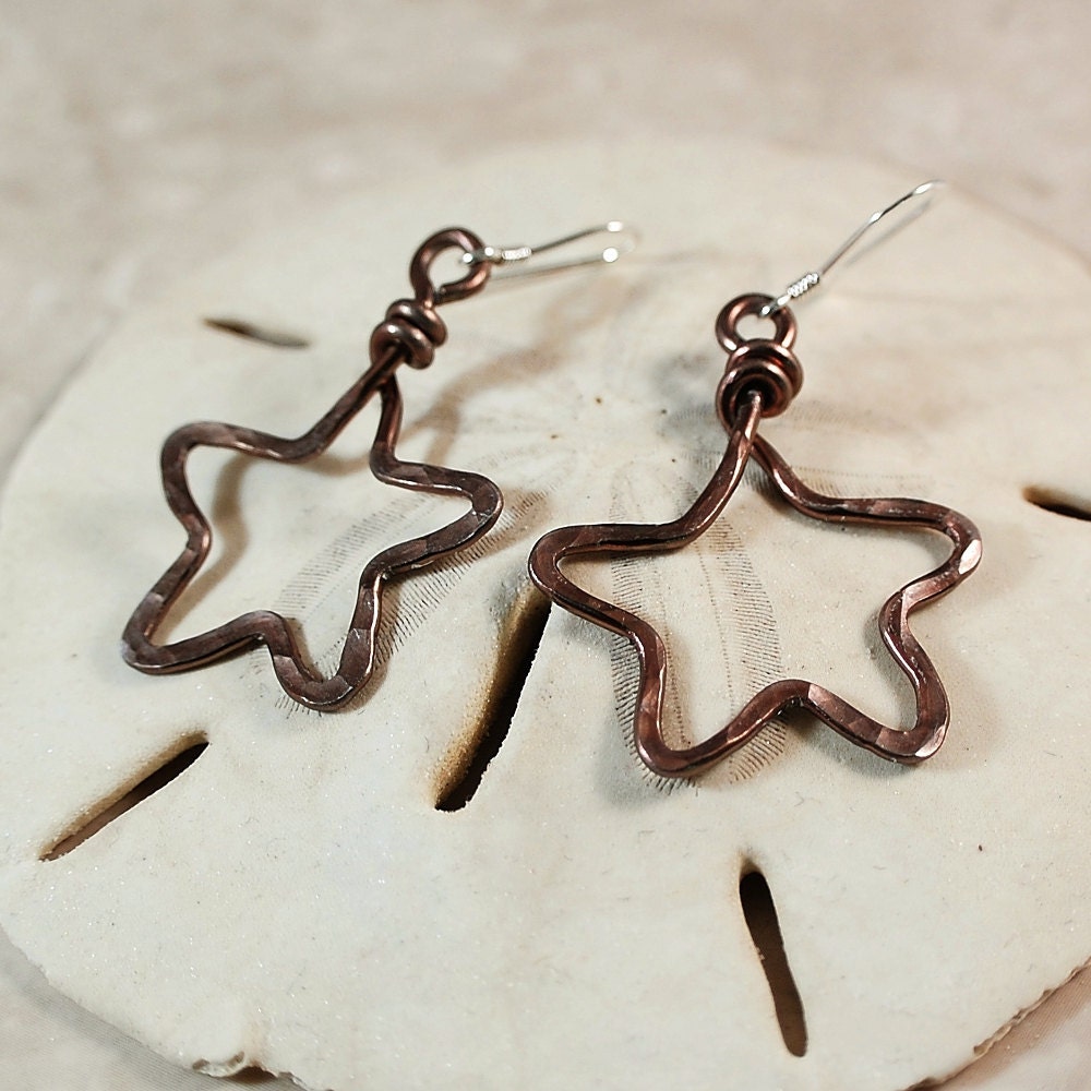 Gunmetal Star Aluminum Earrings, Sterling Silver Earwires