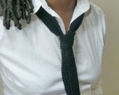 Men's Tie, Skinny NeckTie, Black 100% Merino Wool, Similar to Knit Ties, FREE SHIPPING