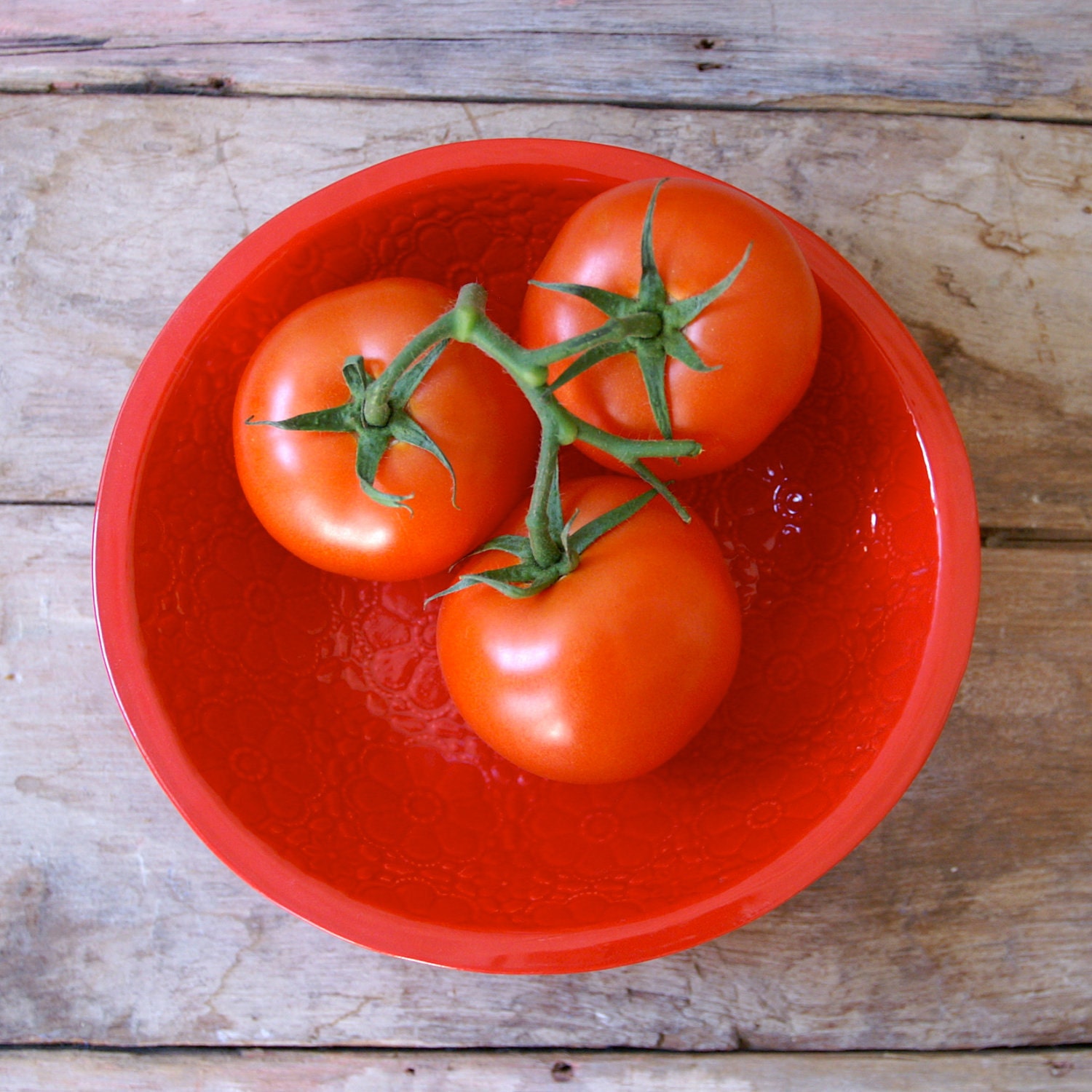 Red Bolillo Bowl - large handmade bowl - Wobbly Plates Series