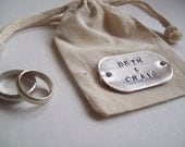 CUSTOM NAME... Cotton and Metal Custom names Wedding ring bag