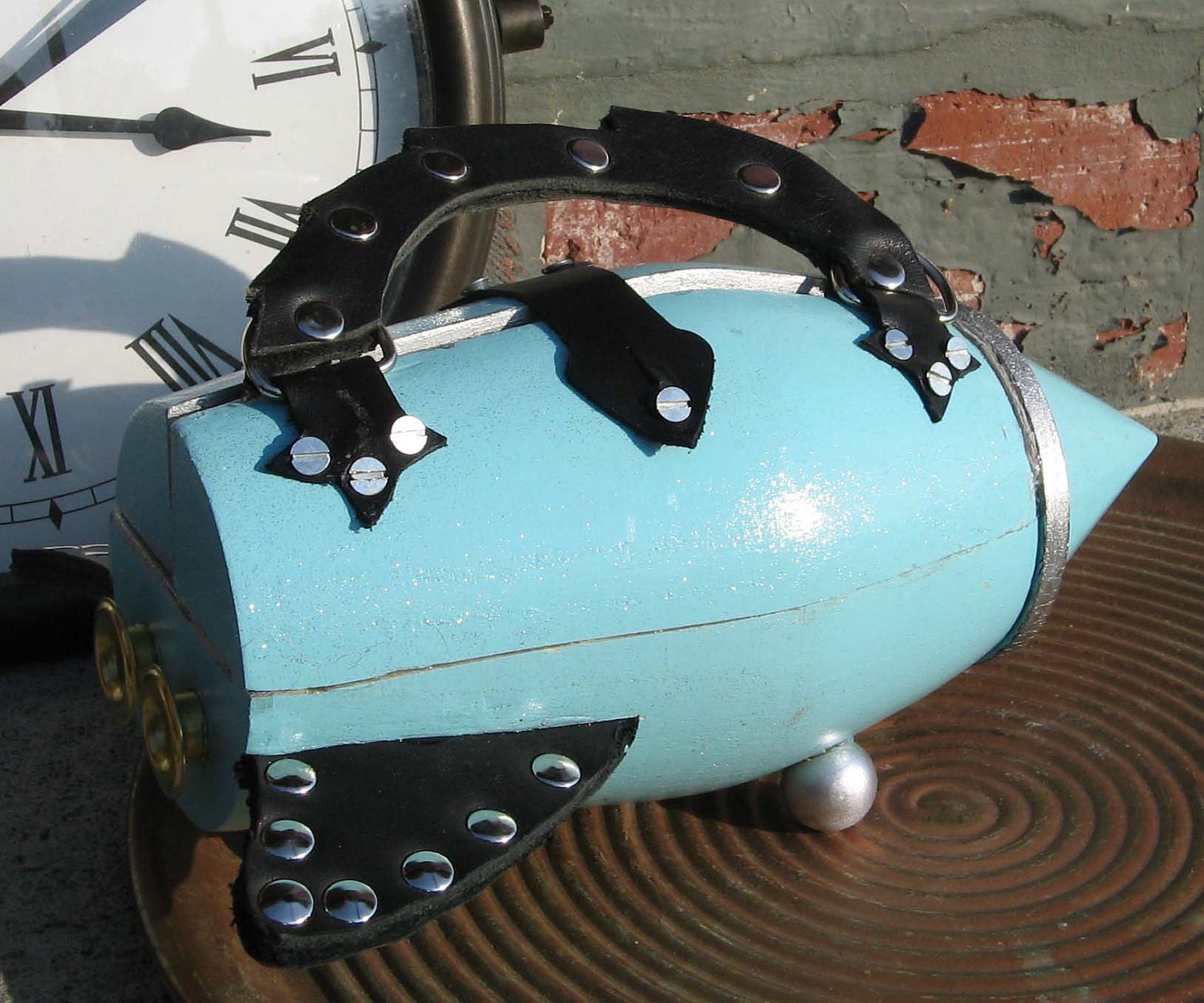 Rocket Purse Turquoise, Black & Silver