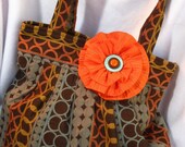 Large handbag, Orange, brown and aqua