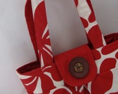 floral handbag, red and cream - GingerlySpice