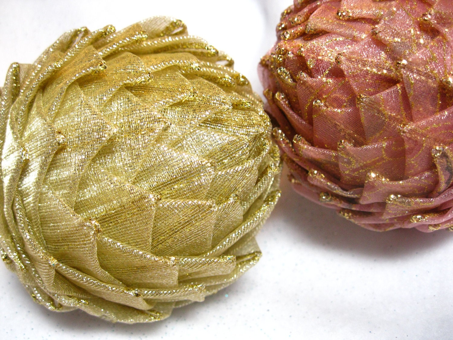 gold Christmas ornament, keepsake pine cone