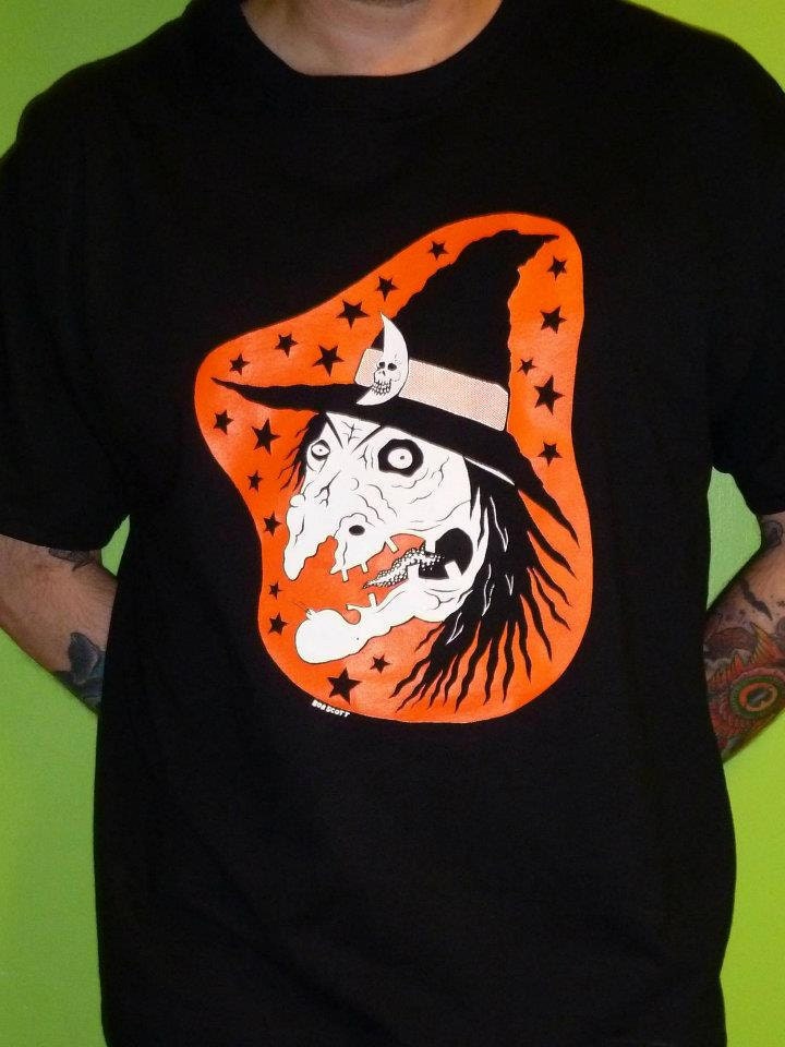 Halloween Witch Screenprint Art T-Shirt