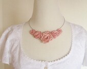Tea Rose Pink Ribbon Necklace