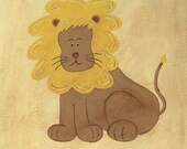 Lloyd the Lion Nursery Art - PRINT 8x10 - jungle safari animals art for kids