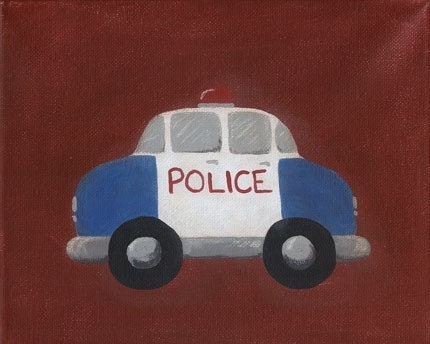 Rescue Police Car Nursery Art - PRINT 8x10 - vehicle transportation art for kids