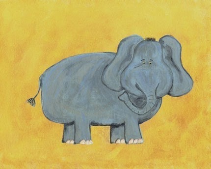 Ed Elephant Nursery Art - PRINT 8x10 - safari jungle animal art for kids
