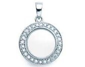mini round silver and crystal memory locket necklace with chain