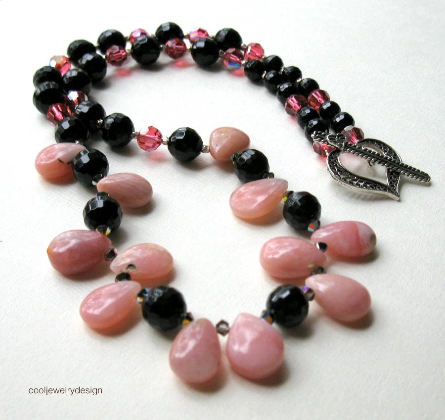 Pink Opal and Sterling Silver Necklace - Heart is Not a Lonely Hunter