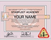 Starfleet Academy Diploma personalized with your name Star Trek 12x8 Print