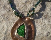 Delicate emerald sparkles druzy necklace 19 inches