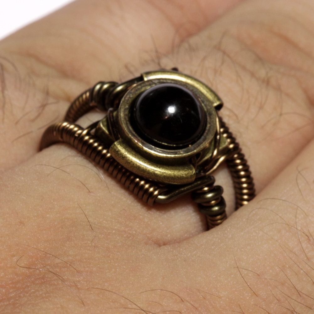 Steampunk Jewelry - Ring - Black Onyx