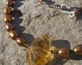 Warm beads for cool days 18 inch pearl and citrine necklace