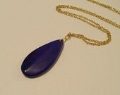 Lapis Lazuli TearDrop Pendant Gold Necklace- Extra Long