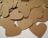 Kraft heart confetti, rustic wedding decor, 100 pieces