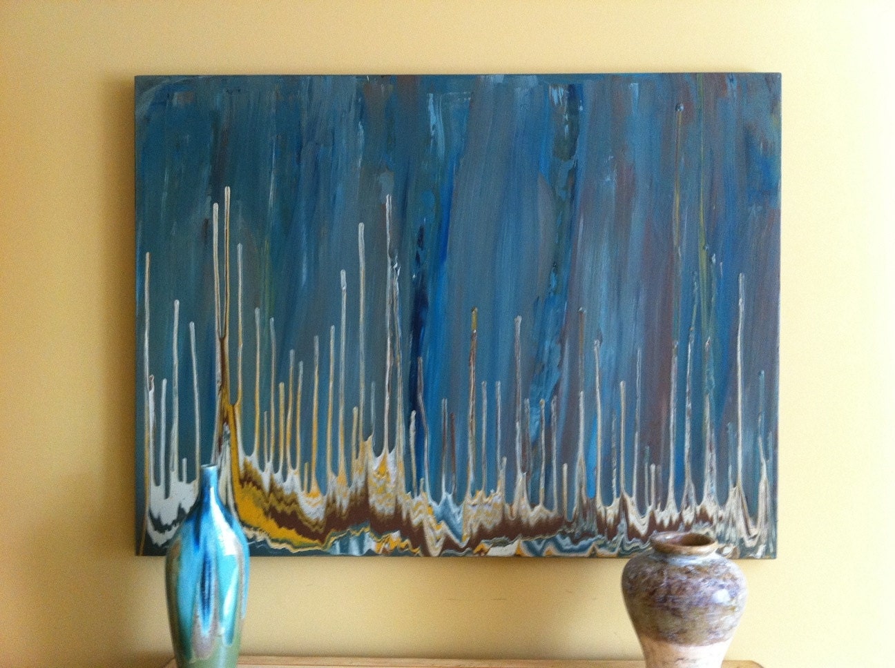 Abstract Art Drip Original Blue Tones Amazing