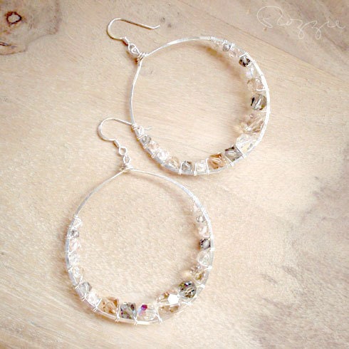Soft Hoops - Swarovski Crystal Beads Sterling Silver