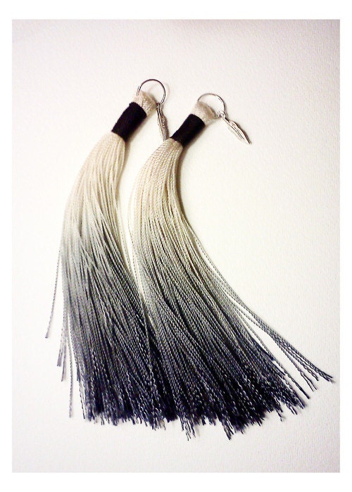 The Ombre Duster: Shoulder length fringe tassel earrings