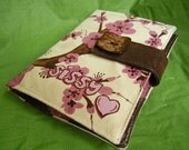 Personalized Padded Book Style Cover for Kindle, Nook, Kindle Fire or other E-reader with Hand Painted Cherry Blossoms