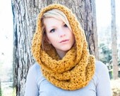 The Chunky Cowl Scarf Shawl Hood - Mustard Yellow Gold