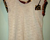 Light weight Sheer Tunic vest in Beige with Applique