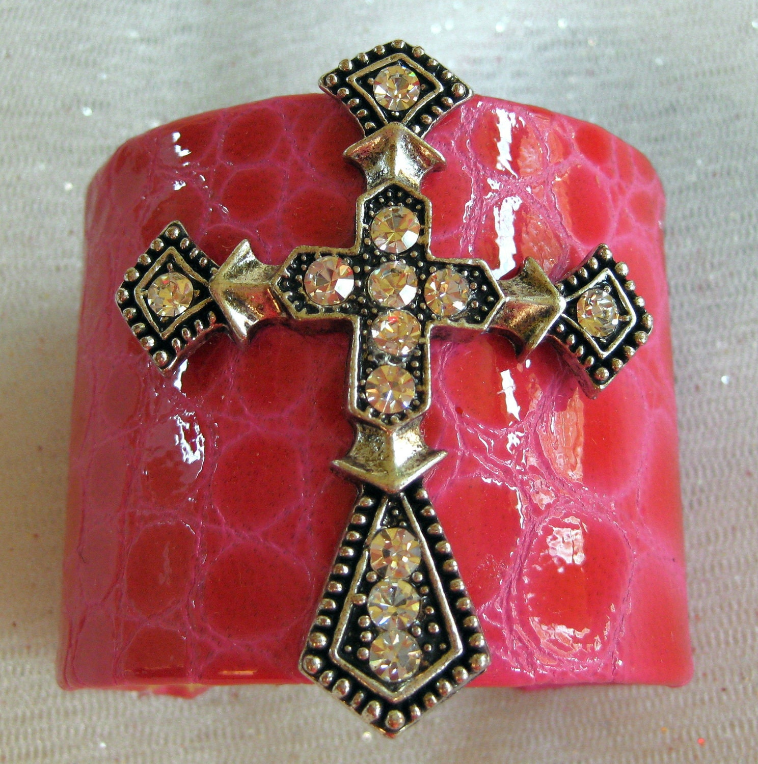 Cuff Bracelets, Sterling Silver Cuff Bracelets, Leather Bracelets,  "Cross"