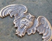 Owl Bird Metal Stamping Jewelry Finding Brass ox Color 715 - 6 pieces