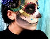 Sugar Skull Day of the Dead Delicate Desires Peacock Feather Fascinator Hair Clip