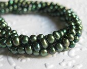 Freshwater Pearls 3mm forest green 16 inches