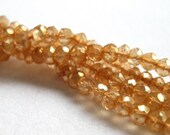 Peach Quartz faceted rondelles, 4mm, 40 gemstone beads