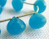 Blue Chalcedony onion faceted briolettes, 12mm, matched pair, last ones
