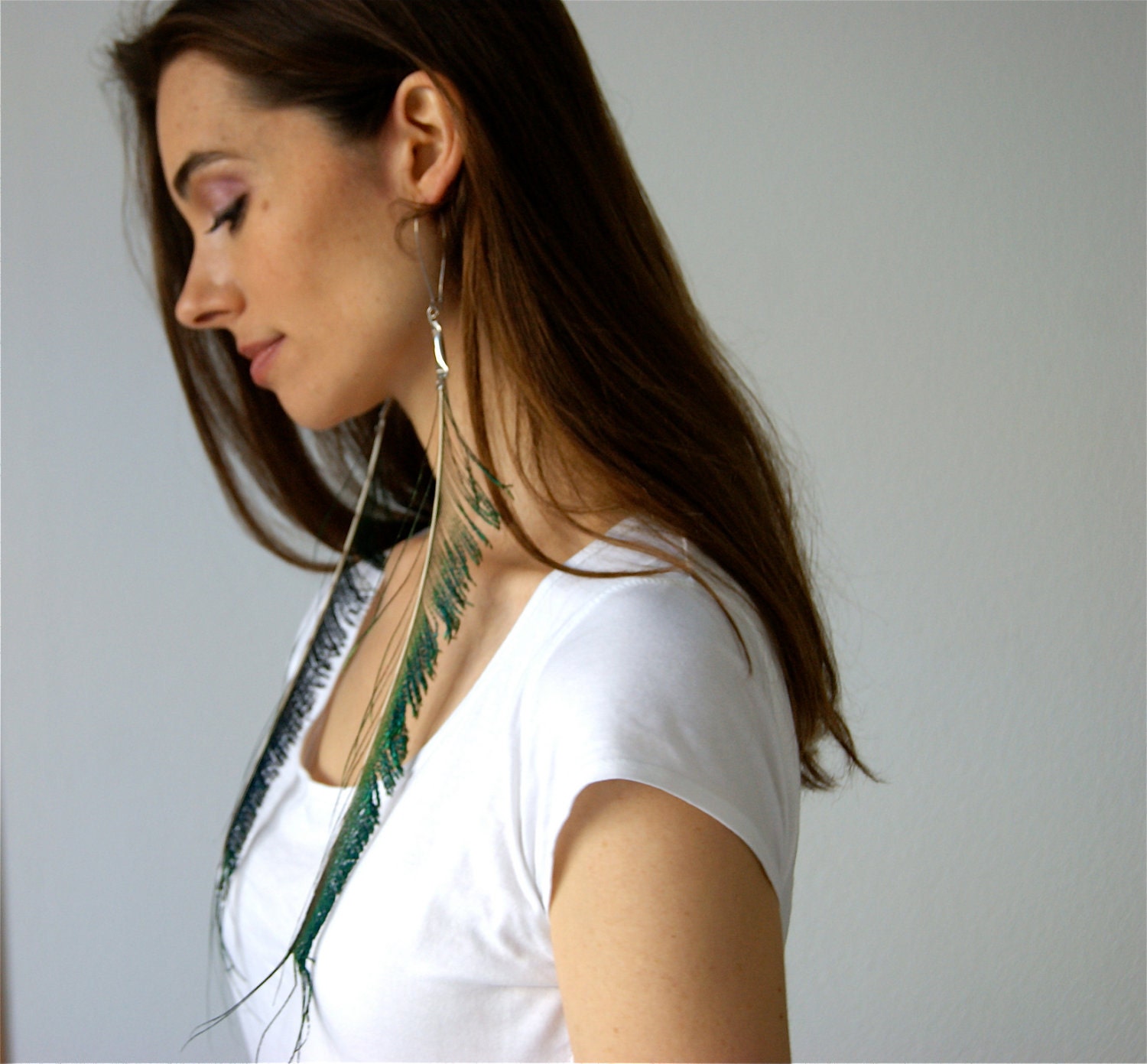 Peacock Sword Feather Earrings
