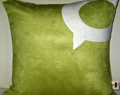 Free US shipping Unique Designer 16x16 Celery Suede Pillow Cover with Technorati Icon Applique