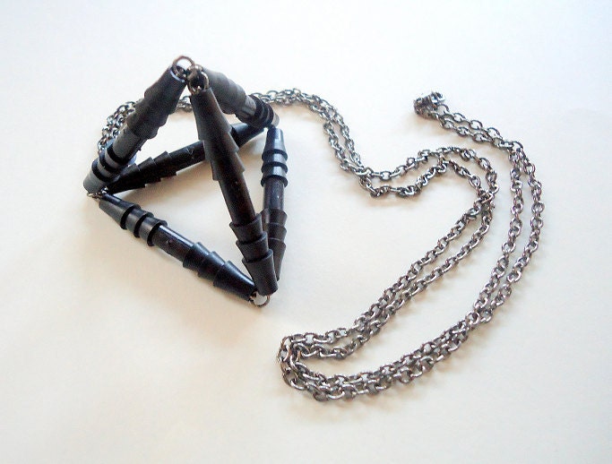 pyramid gunmetal necklace