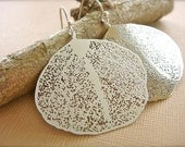 White Gold Skeleton Leaf Earrings