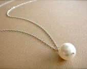 Simple White Pearl Necklace - Bride, Bridal party, Bridesmaid