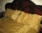Gold Bedding Set of Bedspread and Two Shams  Make to Order