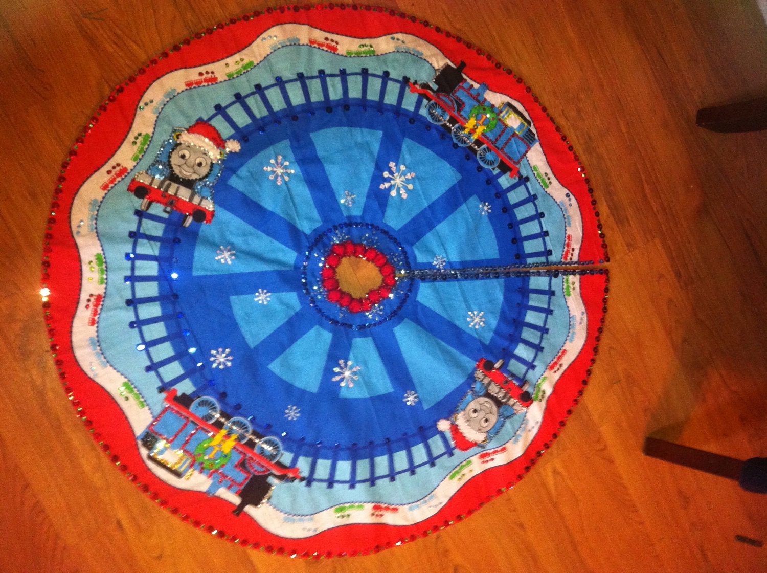 Tree Skirt made from Thomas the Train Panel