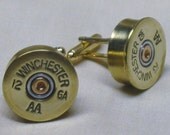 Shotgun Shell Cufflinks Winchester AA 12 Ga Brass Gold - Wedding Gift for Groom
