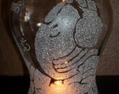 Ganesh Hand Dremel Etched Glass Vase