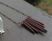 Blood Daggers. Dark Chocolate Red Jasper spear Fringe necklace
