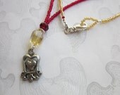 Seed Bead Necklace with Sterling Charm & Citrine