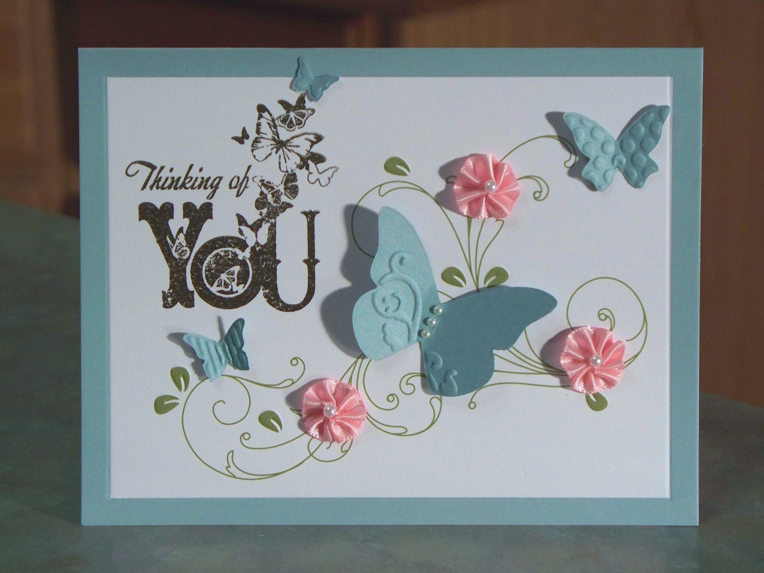 Thinking of You Card with Die Cut Butterflies