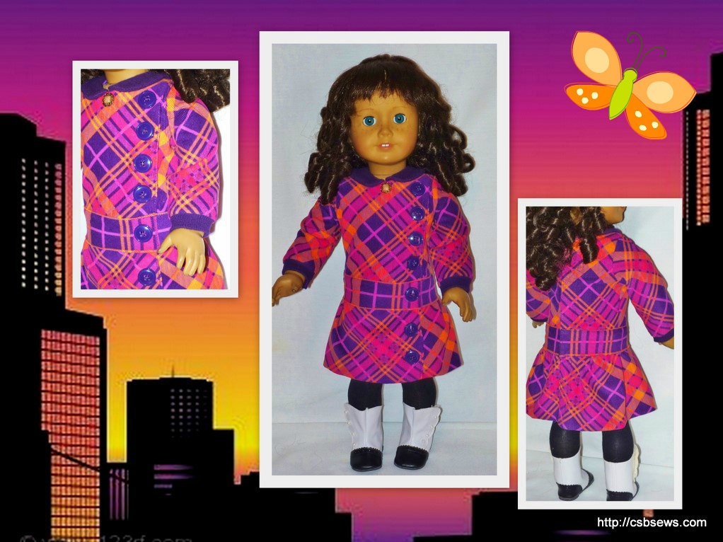 American Girl Doll Clothes - Plaid Dress for Rebecca