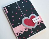 Valentine's Day Card Black Pink and Red