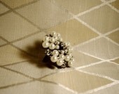 Pearl and Rhinestone Brooch Ring