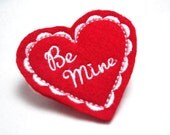 25% OFF Hair Clip Embroidered Felt Be Mine Heart Hair Red