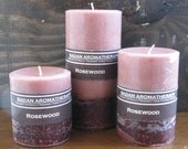 Rosewood Candle Set of 3: Fragrant Purple Violet & Sandalwood Pillar Candles - Gift Set - Ready to Ship